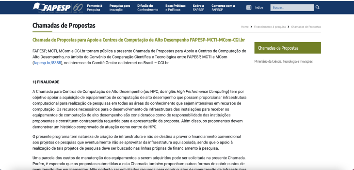 Call for Proposals to Support High Performance Computing Centers FAPESP-MCTI-MCom-CGI.br RISC2 Project